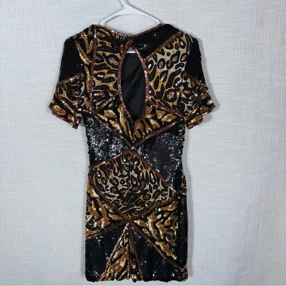 Vintage‎ Sequin Animal Pattern Dress Size small with Leopard Cheetah 80’s - Picture 3 of 14